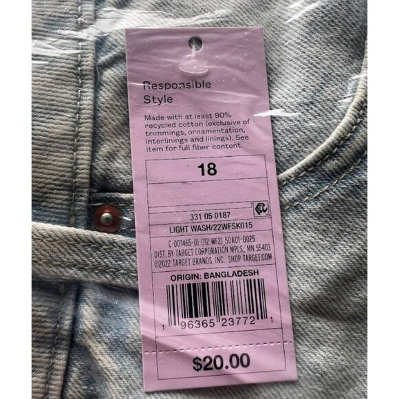 Wild Fable Women's Mini Skirt Low-Rise Denim Light Wash Size 18 - Picture 4 of 5